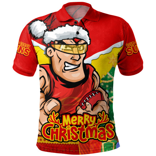 Gold Coast SUNS Polo Shirt Santa Scoring Touchdown On Christmas Game Day