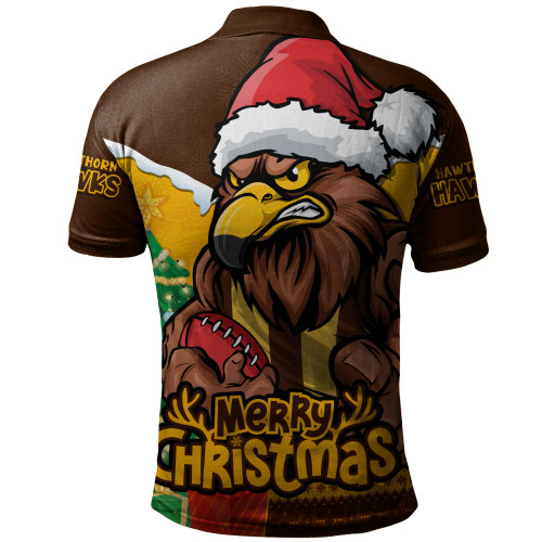 Hawthorn Polo Shirt Santa Scoring Touchdown On Christmas Game Day Hawthorn Polo Shirt Santa Scoring Touchdown On Christmas Game Day