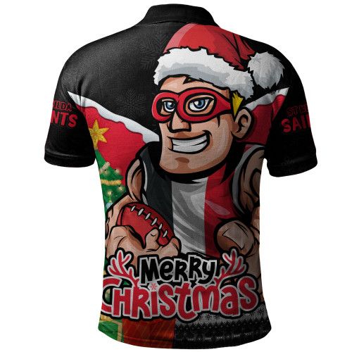 St Kilda Polo Shirt Santa Scoring Touchdown On Christmas Game Day