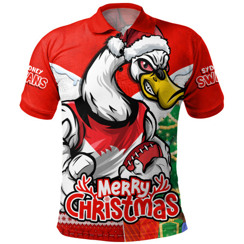 Sydney Swans Polo Shirt Santa Scoring Touchdown On Christmas Game Day