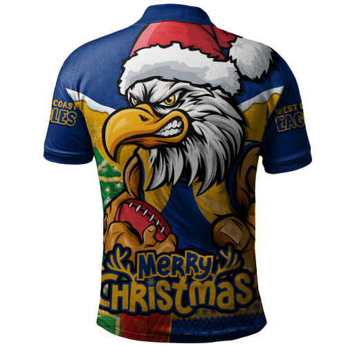 West Coast Eagles Polo Shirt Santa Scoring Touchdown On Christmas Game Day West Coast Eagles Polo Shirt Santa Scoring Touchdown On Christmas Game Day