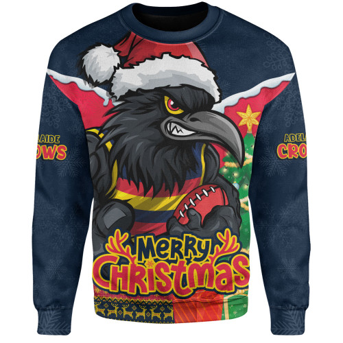 Adelaide Crows Sweatshirt Santa Scoring Touchdown On Christmas Game Day