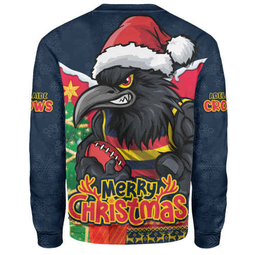 Adelaide Crows Sweatshirt Santa Scoring Touchdown On Christmas Game Day