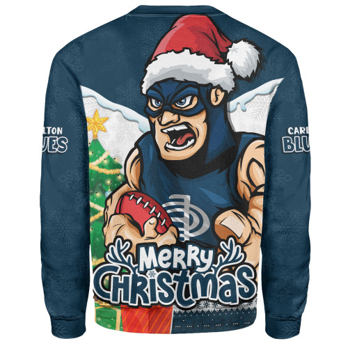 Carlton Sweatshirt Santa Scoring Touchdown On Christmas Game Day