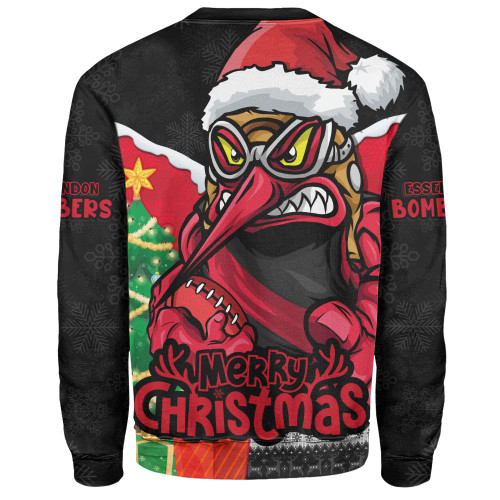 Essendon Sweatshirt Santa Scoring Touchdown On Christmas Game Day