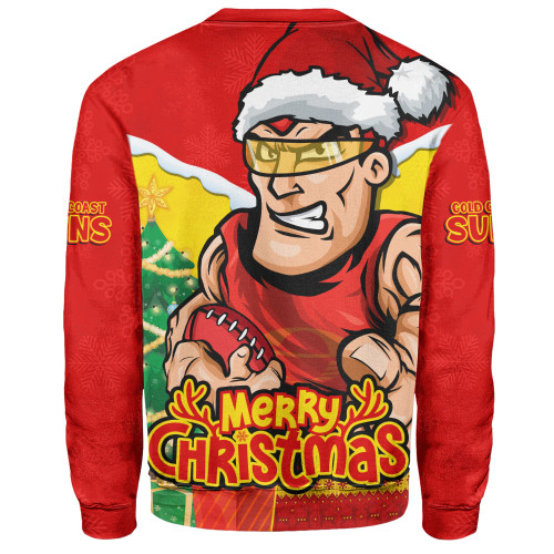 Gold Coast SUNS Sweatshirt Santa Scoring Touchdown On Christmas Game Day