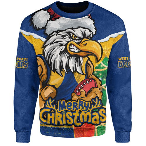 West Coast Eagles Sweatshirt Santa Scoring Touchdown On Christmas Game Day