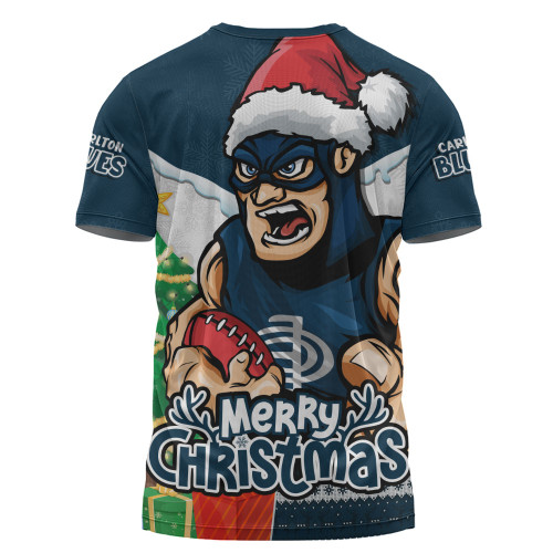 Carlton T-Shirt Santa Scoring Touchdown On Christmas Game Day