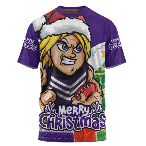 Fremantle T-Shirt Santa Scoring Touchdown On Christmas Game Day