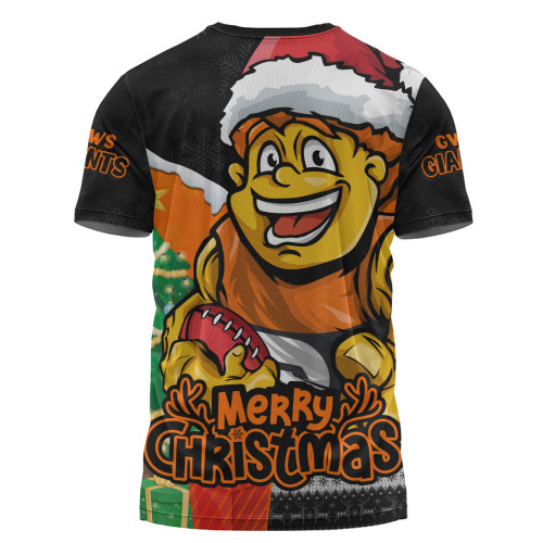 GWS GIANTS T-Shirt Santa Scoring Touchdown On Christmas Game Day