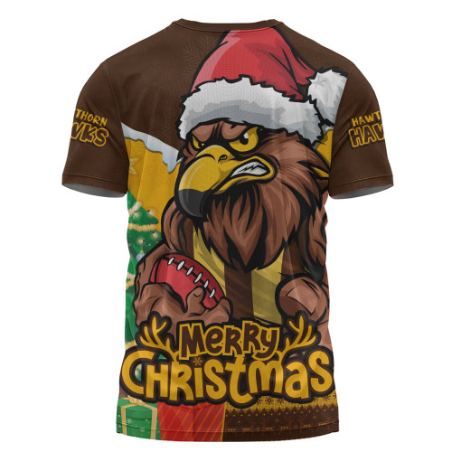 Hawthorn T-Shirt Santa Scoring Touchdown On Christmas Game Day