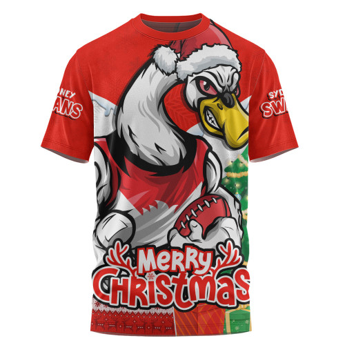 Sydney Swans T-Shirt Santa Scoring Touchdown On Christmas Game Day