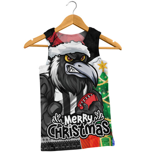 Collingwood Men Singlet Santa Scoring Touchdown On Christmas Game Day