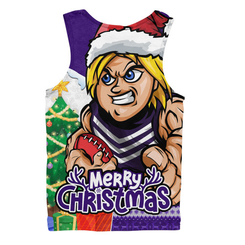 Fremantle Men Singlet Santa Scoring Touchdown On Christmas Game Day