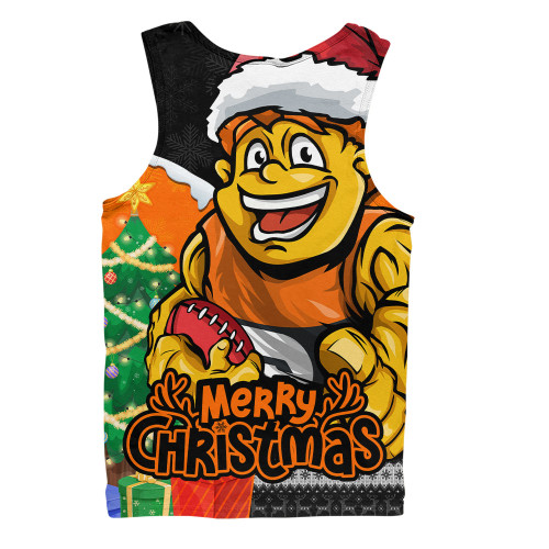 GWS GIANTS Men Singlet Santa Scoring Touchdown On Christmas Game Day