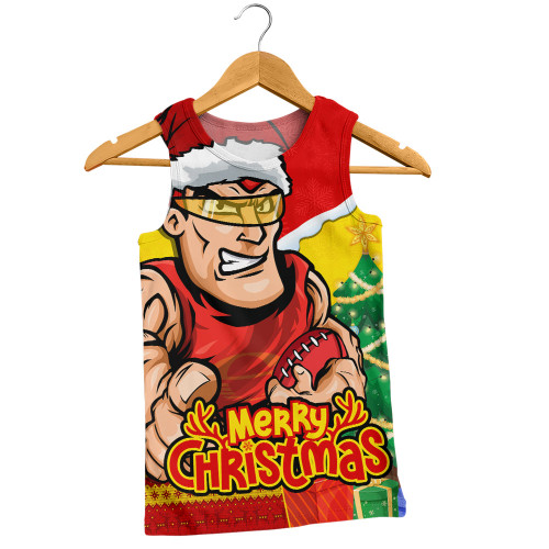 Gold Coast SUNS Men Singlet Santa Scoring Touchdown On Christmas Game Day