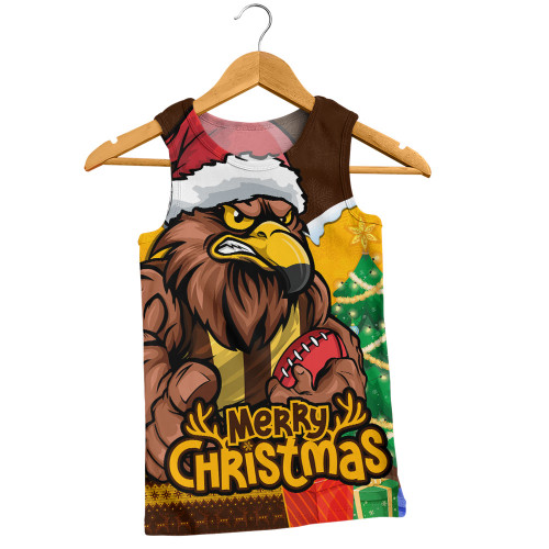 Hawthorn Men Singlet Santa Scoring Touchdown On Christmas Game Day