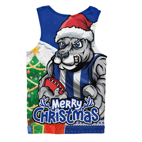 North Melbourne Men Singlet Santa Scoring Touchdown On Christmas Game Day