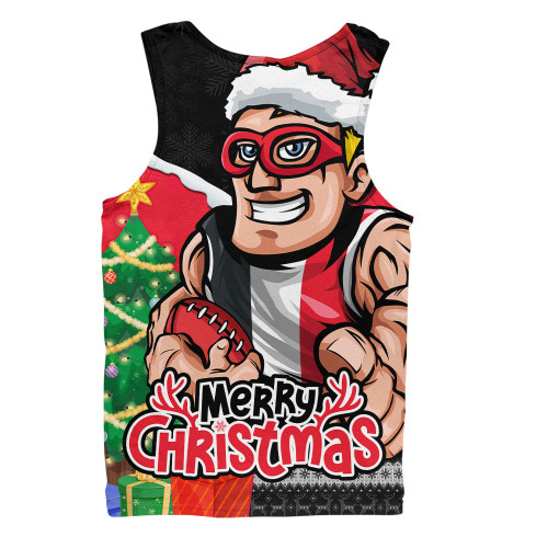 St Kilda Men Singlet Santa Scoring Touchdown On Christmas Game Day