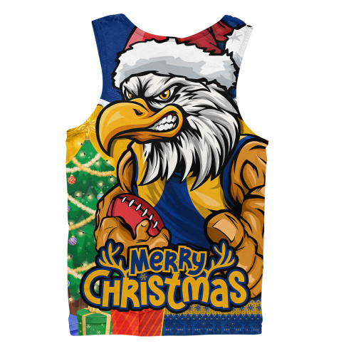 West Coast Eagles Men Singlet Santa Scoring Touchdown On Christmas Game Day