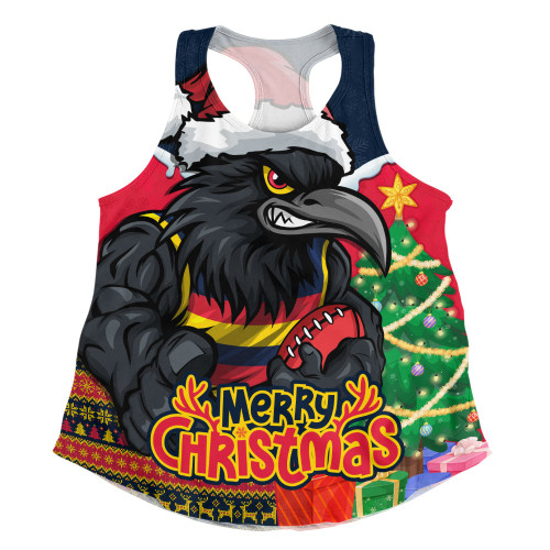 Adelaide Crows Women Racerback Singlet Santa Scoring Touchdown On Christmas Game Day