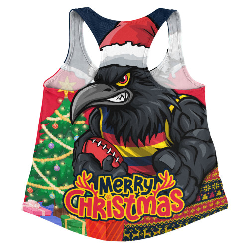 Adelaide Crows Women Racerback Singlet Santa Scoring Touchdown On Christmas Game Day