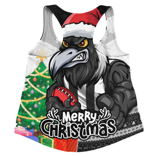 Collingwood Women Racerback Singlet Santa Scoring Touchdown On Christmas Game Day