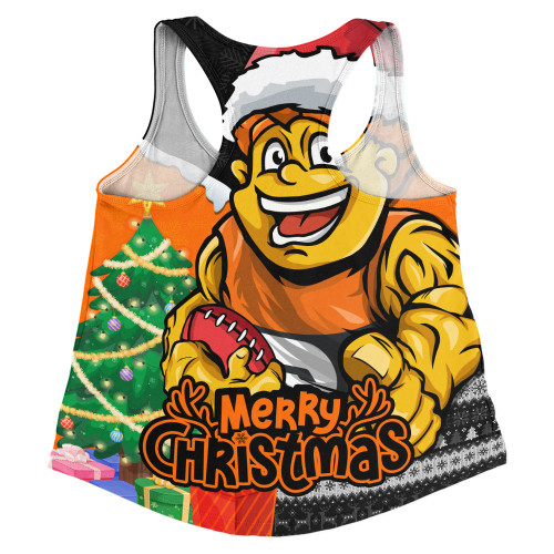 GWS GIANTS Women Racerback Singlet Santa Scoring Touchdown On Christmas Game Day