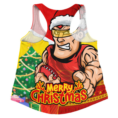 Gold Coast SUNS Women Racerback Singlet Santa Scoring Touchdown On Christmas Game Day Gold Coast SUNS Women Racerback Singlet Santa Scoring Touchdown On Christmas Game Day
