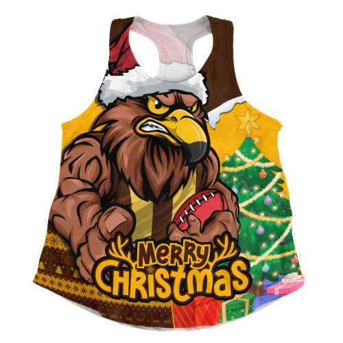 Hawthorn Women Racerback Singlet Santa Scoring Touchdown On Christmas Game Day
