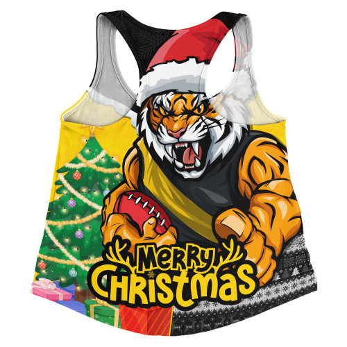 Richmond Women Racerback Singlet Santa Scoring Touchdown On Christmas Game Day