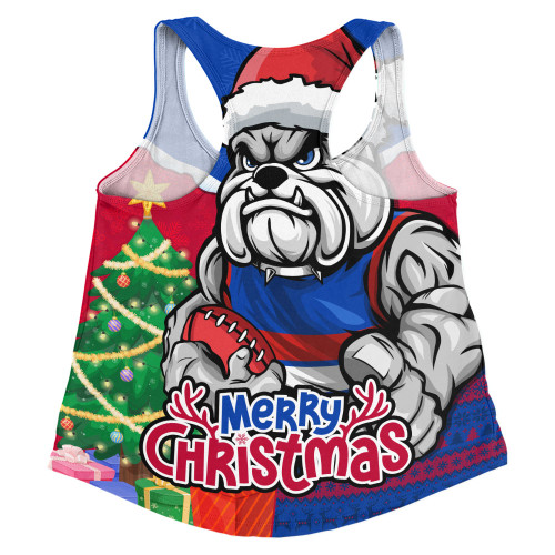 Western Bulldogs Women Racerback Singlet Santa Scoring Touchdown On Christmas Game Day Western Bulldogs Women Racerback Singlet Santa Scoring Touchdown On Christmas Game Day