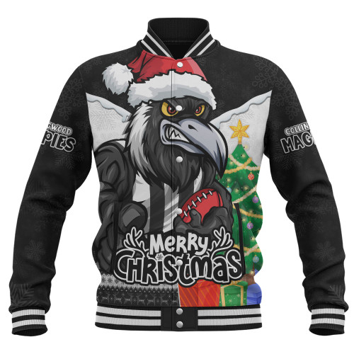 Collingwood Baseball Jacket Santa Scoring Touchdown On Christmas Game Day