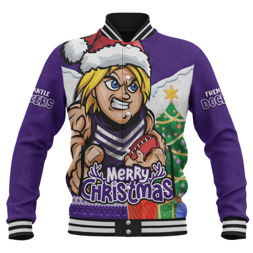Fremantle Baseball Jacket Santa Scoring Touchdown On Christmas Game Day