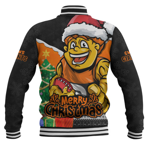 GWS GIANTS Baseball Jacket Santa Scoring Touchdown On Christmas Game Day