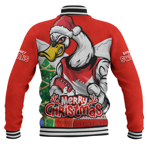 Sydney Swans Baseball Jacket Santa Scoring Touchdown On Christmas Game Day