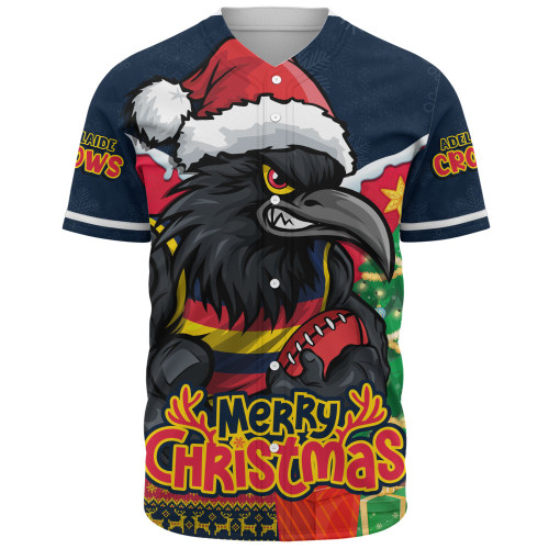 Adelaide Crows Baseball Shirt Santa Scoring Touchdown On Christmas Game Day