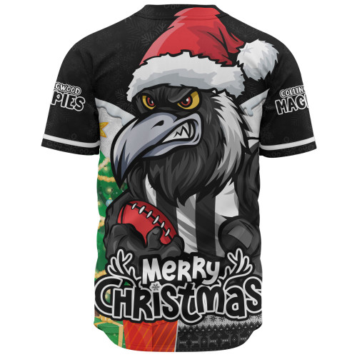 Collingwood Baseball Shirt Santa Scoring Touchdown On Christmas Game Day