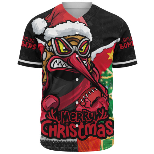 Essendon Baseball Shirt Santa Scoring Touchdown On Christmas Game Day