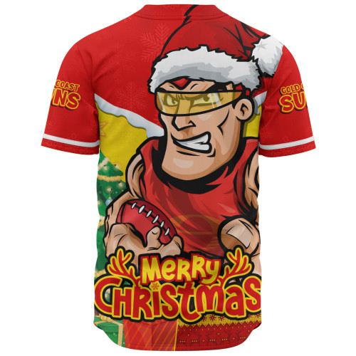 Gold Coast SUNS Baseball Shirt Santa Scoring Touchdown On Christmas Game Day