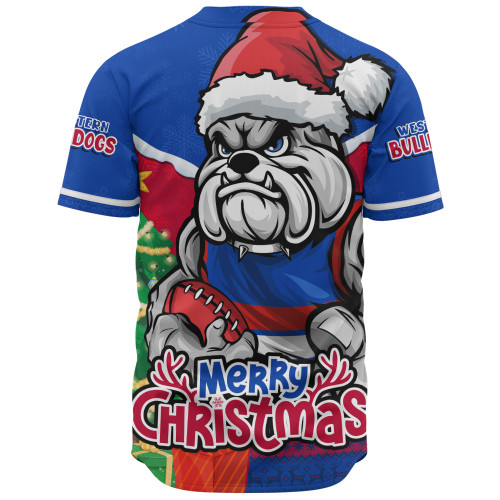 Western Bulldogs Baseball Shirt Santa Scoring Touchdown On Christmas Game Day