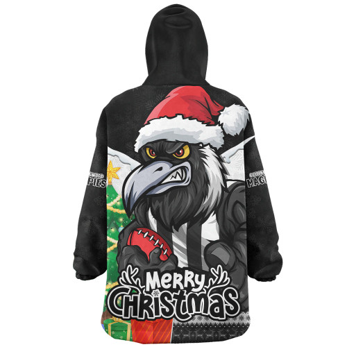 Collingwood Snug Hoodie Santa Scoring Touchdown On Christmas Game Day