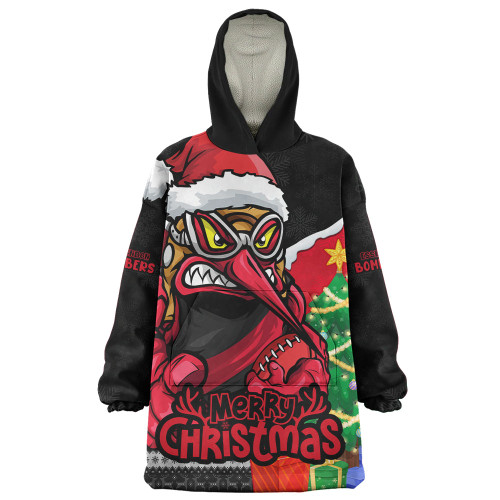 Essendon Snug Hoodie Santa Scoring Touchdown On Christmas Game Day