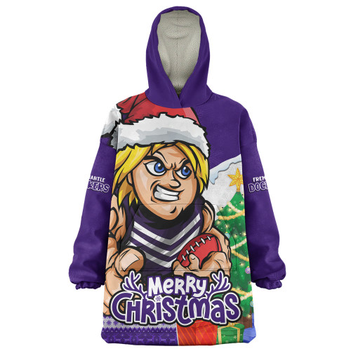 Fremantle Snug Hoodie Santa Scoring Touchdown On Christmas Game Day
