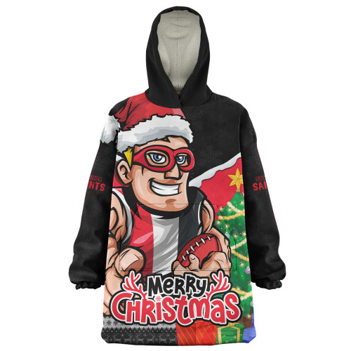 St Kilda Snug Hoodie Santa Scoring Touchdown On Christmas Game Day