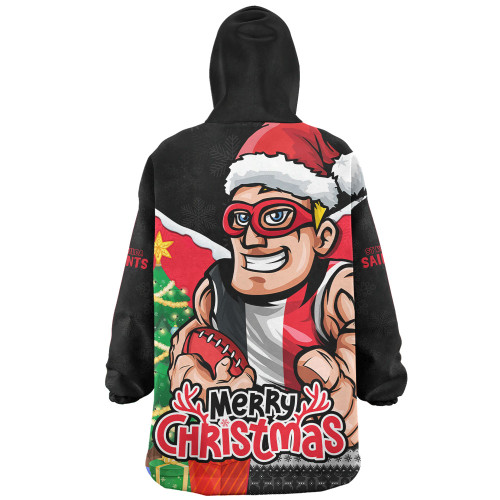 St Kilda Snug Hoodie Santa Scoring Touchdown On Christmas Game Day