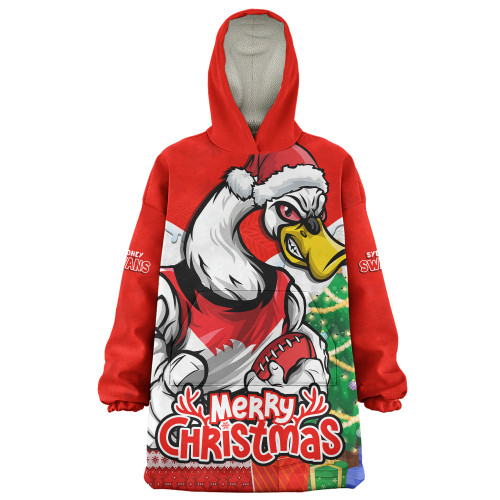 Sydney Swans Snug Hoodie Santa Scoring Touchdown On Christmas Game Day