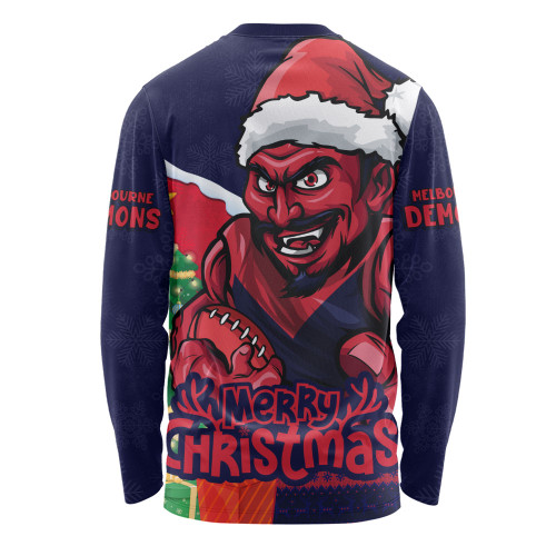 Melbourne Long Sleeve T-shirt Santa Scoring Touchdown On Christmas Game Day