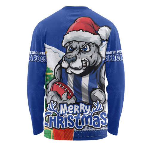 North Melbourne Long Sleeve T-shirt Santa Scoring Touchdown On Christmas Game Day