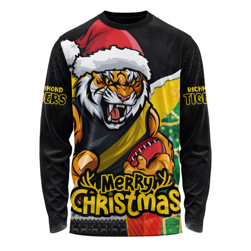 Richmond Long Sleeve T-shirt Santa Scoring Touchdown On Christmas Game Day